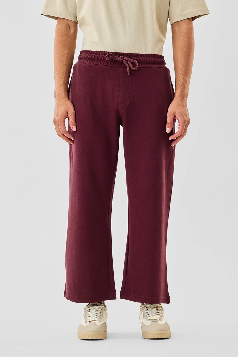 SNITCH Maroon Core Lab Knit Wide Leg Pants for Men | Best Price UAE